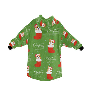 Merry Christmas and Happy New Year Corgis Blanket Hoodie for Women - 4 Colors-Blanket-Apparel, Blankets, Corgi, Hoodie-10
