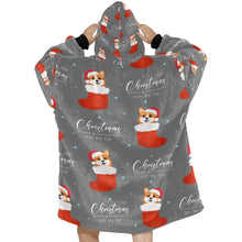 Load image into Gallery viewer, Merry Christmas and Happy New Year Corgis Blanket Hoodie for Women - 4 Colors-Blanket-Apparel, Blankets, Corgi, Hoodie-8