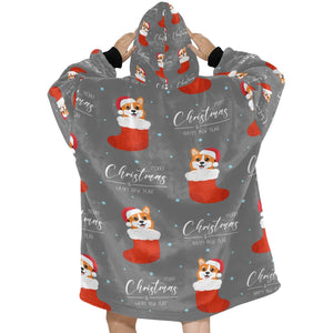 Merry Christmas and Happy New Year Corgis Blanket Hoodie for Women - 4 Colors-Blanket-Apparel, Blankets, Corgi, Hoodie-8