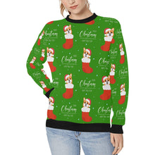 Load image into Gallery viewer, Merry Christmas and Happy New Year Corgis Women&#39;s Sweatshirt - 4 Colors-Apparel-Apparel, Corgi, Sweatshirt-Green-S-2
