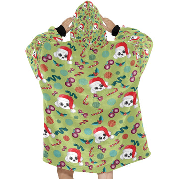 Merry Christmas Bichon Frise Blanket Hoodie for Women-Blanket-Apparel, Bichon Frise, Blanket Hoodie, Blankets-5