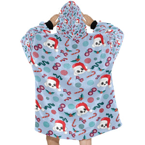Merry Christmas Bichon Frise Blanket Hoodie for Women-Blanket-Apparel, Bichon Frise, Blanket Hoodie, Blankets-10