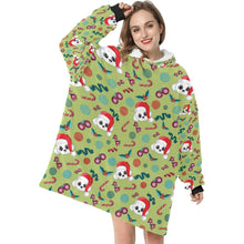 Load image into Gallery viewer, Merry Christmas Bichon Frise Blanket Hoodie for Women-Blanket-Apparel, Bichon Frise, Blanket Hoodie, Blankets-3