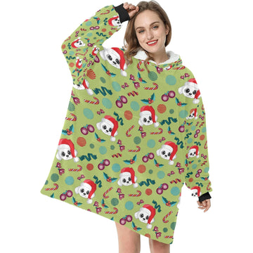 Merry Christmas Bichon Frise Blanket Hoodie for Women-Blanket-Apparel, Bichon Frise, Blanket Hoodie, Blankets-3