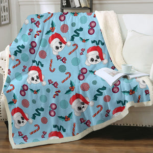Merry Christmas Bichon Frise Love Soft Warm Fleece Blanket - 4 Colors-Blanket-Bichon Frise, Blankets, Home Decor-Sky Blue-Small-1
