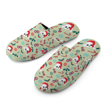 Merry Christmas Bichon Frise Women's Cotton Mop Slippers-Cushion Cover-Bichon Frise, Dog Mom Gifts, Slippers-20