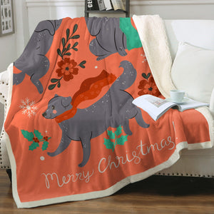 Merry Christmas Black Labs Soft Warm Fleece Blanket-Blanket-Black Labrador, Blankets, Christmas, Home Decor, Labrador-14