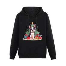 Load image into Gallery viewer, Merry Christmas Boston Terrier Women&#39;s Cotton Fleece Hoodie Sweatshirt-Apparel-Apparel, Boston Terrier, Christmas, Hoodie, Sweatshirt-Black-XS-3