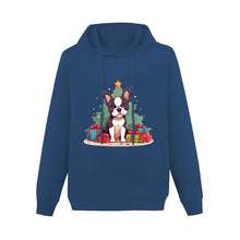Load image into Gallery viewer, Merry Christmas Boston Terrier Women&#39;s Cotton Fleece Hoodie Sweatshirt-Apparel-Apparel, Boston Terrier, Christmas, Hoodie, Sweatshirt-Navy Blue-XS-4