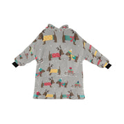 Merry Christmas Chocolate Dachshunds Blanket Hoodie for Women-Apparel-Apparel, Blankets-DarkGray-ONE SIZE-12