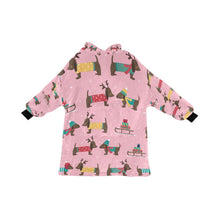 Load image into Gallery viewer, Merry Christmas Chocolate Dachshunds Blanket Hoodie for Women-Apparel-Apparel, Blankets-Pink-ONE SIZE-2