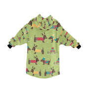 Merry Christmas Chocolate Dachshunds Blanket Hoodie for Women-Apparel-Apparel, Blankets-3