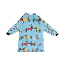 Load image into Gallery viewer, Merry Christmas Chocolate Dachshunds Blanket Hoodie for Women-Apparel-Apparel, Blankets-SkyBlue-ONE SIZE-7