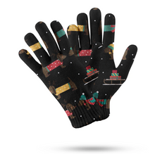 Load image into Gallery viewer, Merry Christmas Chocolate Dachshunds Love Touch Screen Gloves - 4 Colors-Accessories-Accessories, Dog Dad Gifts, Dog Mom Gifts, Gloves-Black-5