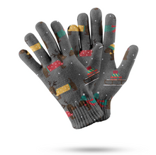 Load image into Gallery viewer, Merry Christmas Chocolate Dachshunds Love Touch Screen Gloves - 4 Colors-Accessories-Accessories, Dog Dad Gifts, Dog Mom Gifts, Gloves-Gray-1