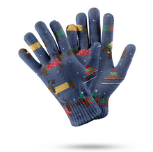 Load image into Gallery viewer, Merry Christmas Chocolate Dachshunds Love Touch Screen Gloves - 4 Colors-Accessories-Accessories, Dog Dad Gifts, Dog Mom Gifts, Gloves-Navy-4