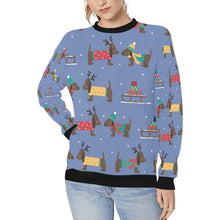Load image into Gallery viewer, Merry Christmas Chocolate Dachshunds Women&#39;s Sweatshirt-Apparel-Apparel, Dachshund, Sweatshirt-CornflowerBlue-XS-11