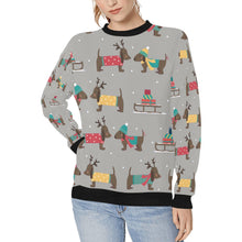 Load image into Gallery viewer, Merry Christmas Chocolate Dachshunds Women&#39;s Sweatshirt-Apparel-Apparel, Dachshund, Sweatshirt-DarkGray-XS-12