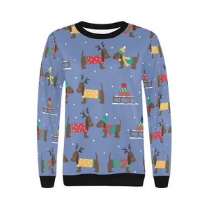 Merry Christmas Chocolate Dachshunds Women's Sweatshirt-Apparel-Apparel, Dachshund, Sweatshirt-13