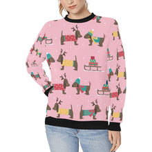 Load image into Gallery viewer, Merry Christmas Chocolate Dachshunds Women&#39;s Sweatshirt-Apparel-Apparel, Dachshund, Sweatshirt-Pink-XS-2