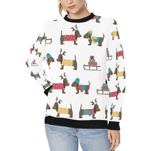 Load image into Gallery viewer, Merry Christmas Chocolate Dachshunds Women&#39;s Sweatshirt-Apparel-Apparel, Dachshund, Sweatshirt-White-XS-1