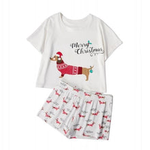 Load image into Gallery viewer, Image of dachshund pjs with a merry Christmas dachshund design