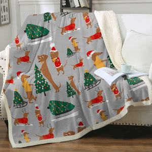 Merry Christmas Dachshunds Love Soft Warm Fleece Blanket - 4 Colors-Blanket-Blankets, Dachshund, Home Decor-16
