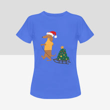 Load image into Gallery viewer, Merry Christmas Dachshunds Women&#39;s Cotton T-Shirts - 3 Designs - 5 Colors-Apparel-Apparel, Christmas, Dachshund, Shirt, T Shirt-12