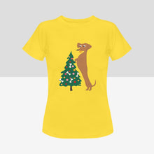 Load image into Gallery viewer, Merry Christmas Dachshunds Women&#39;s Cotton T-Shirts - 3 Designs - 5 Colors-Apparel-Apparel, Christmas, Dachshund, Shirt, T Shirt-4