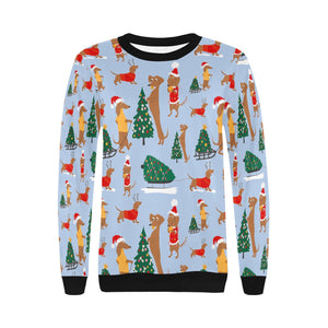 Merry Christmas Dachshunds Women's Sweatshirt-Apparel-Apparel, Dachshund, Sweatshirt-14