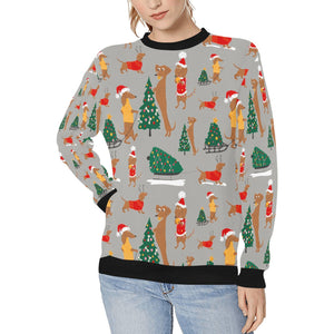 Merry Christmas Dachshunds Women's Sweatshirt-Apparel-Apparel, Dachshund, Sweatshirt-DarkGray-XS-16