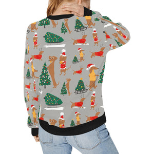 Merry Christmas Dachshunds Women's Sweatshirt-Apparel-Apparel, Dachshund, Sweatshirt-18
