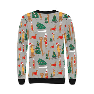 Merry Christmas Dachshunds Women's Sweatshirt-Apparel-Apparel, Dachshund, Sweatshirt-19