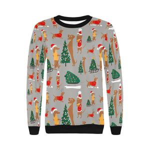 Merry Christmas Dachshunds Women's Sweatshirt-Apparel-Apparel, Dachshund, Sweatshirt-20