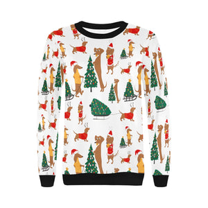 Merry Christmas Dachshunds Women's Sweatshirt-Apparel-Apparel, Dachshund, Sweatshirt-2