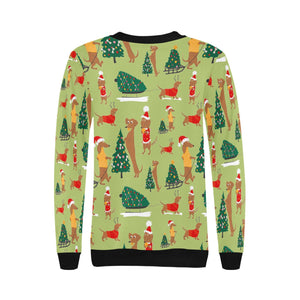 Merry Christmas Dachshunds Women's Sweatshirt-Apparel-Apparel, Dachshund, Sweatshirt-6