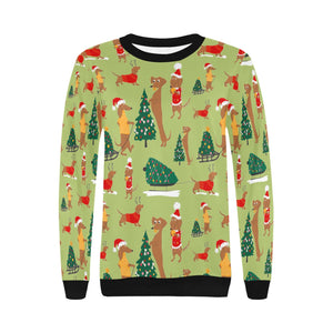 Merry Christmas Dachshunds Women's Sweatshirt-Apparel-Apparel, Dachshund, Sweatshirt-8