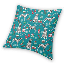 Load image into Gallery viewer, Image of a Dalmatian Christmas Cushion Cover in Merry Christmas Dalmatian design