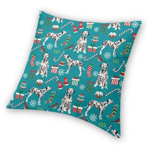 Image of a Dalmatian Christmas Cushion Cover in Merry Christmas Dalmatian design