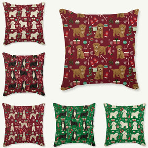 Merry Christmas Doodle Cushion Cover-Home Decor-Cushion Cover, Dogs, Doodle, Goldendoodle, Home Decor, Labradoodle-Doodle-4