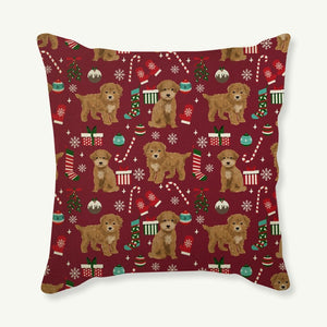Image of a super cute Doodle Cushion Cover in Merry Christmas Doodle and Christmas ornaments design