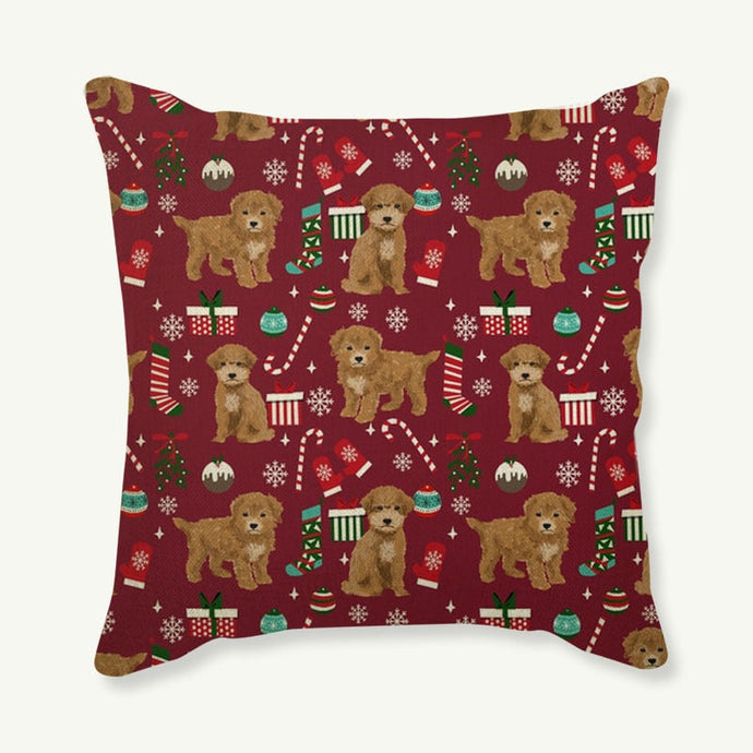 Image of a Doodle Cushion Cover in Merry Christmas Doodle and Christmas ornaments design