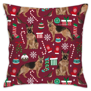 Merry Christmas German Shepherd Cushion Covers-Home Decor-Cushion Cover, Dogs, German Shepherd, Home Decor-2