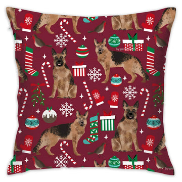 Merry Christmas German Shepherd Throw Pillows 360x