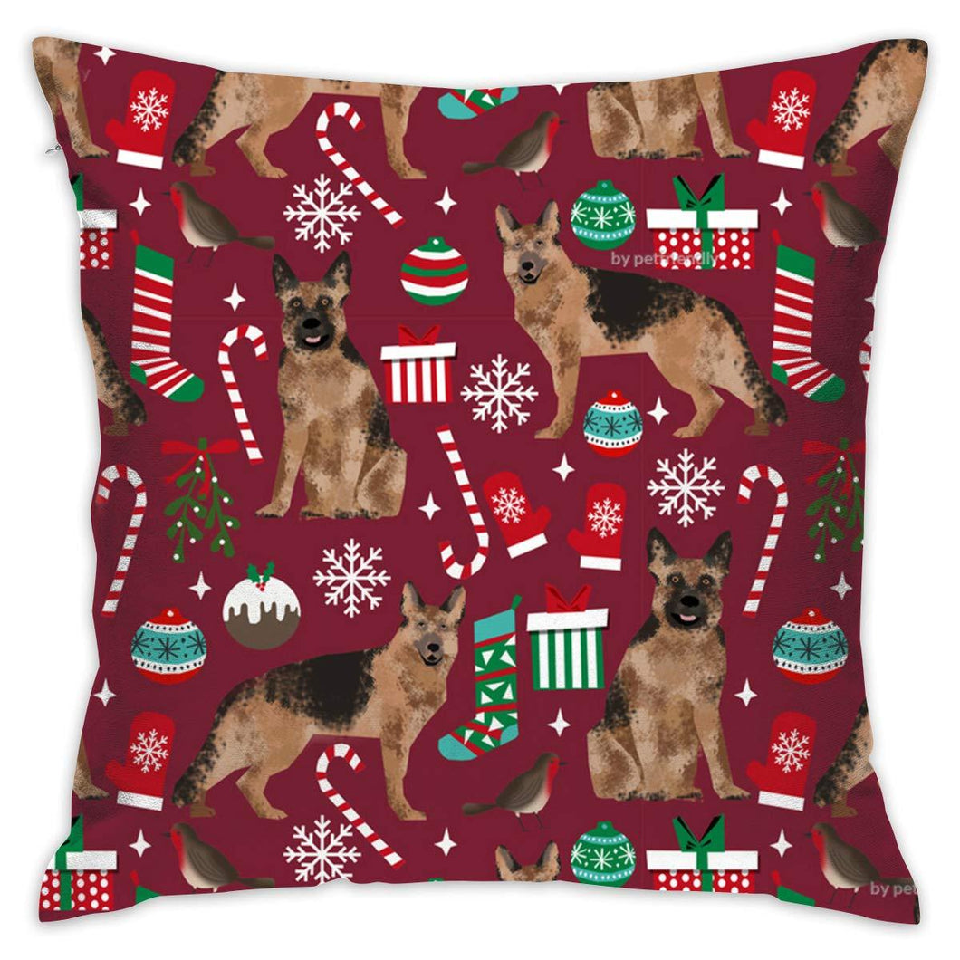 Merry Christmas German Shepherd Cushion Covers-Home Decor-Cushion Cover, Dogs, German Shepherd, Home Decor-15.7”x15.7” inches or 40x40 cm-1 pc-1