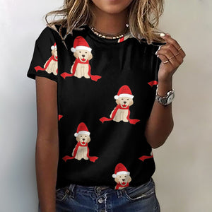 Merry Christmas Labrador Love All Over Print Women's Cotton T-Shirt - 4 Colors-Apparel-Apparel, Christmas, Labrador, Shirt, T Shirt-2XS-Black-11