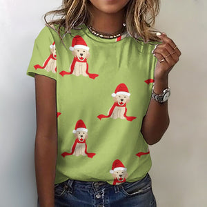Merry Christmas Labrador Love All Over Print Women's Cotton T-Shirt - 4 Colors-Apparel-Apparel, Christmas, Labrador, Shirt, T Shirt-2XS-DarkKhaki-15