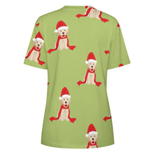 Load image into Gallery viewer, Merry Christmas Labrador Love All Over Print Women&#39;s Cotton T-Shirt - 4 Colors-Apparel-Apparel, Christmas, Labrador, Shirt, T Shirt-17