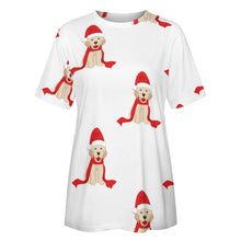 Load image into Gallery viewer, Merry Christmas Labrador Love All Over Print Women&#39;s Cotton T-Shirt - 4 Colors-Apparel-Apparel, Christmas, Labrador, Shirt, T Shirt-4