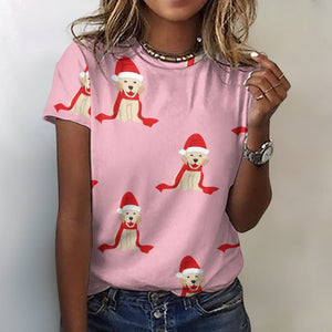 Merry Christmas Labrador Love All Over Print Women's Cotton T-Shirt - 4 Colors-Apparel-Apparel, Christmas, Labrador, Shirt, T Shirt-2XS-Pink-9